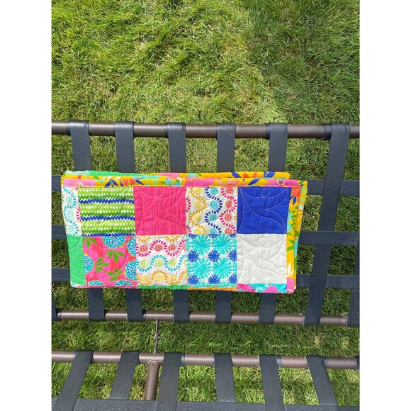 Patchwork Bright Summer Baby or Toddler Quilt with a mini pillow - one of a kind - Picture 12 of 12